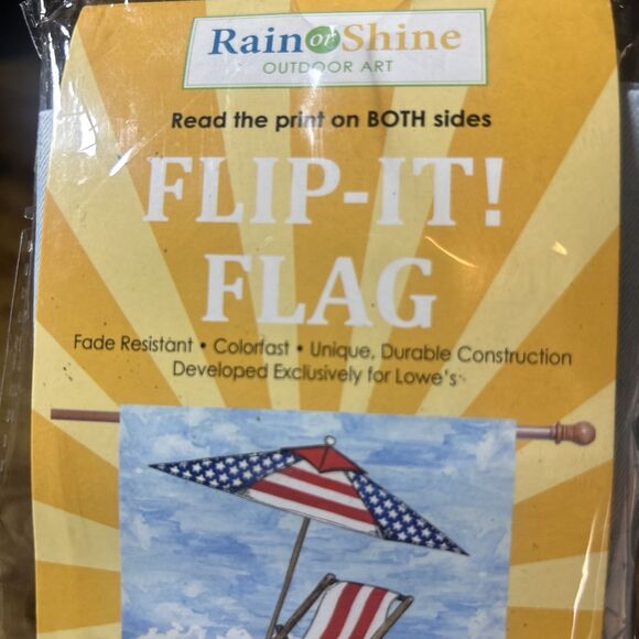 Porch Flag NEW Rain Or Shine Welcome Friends Patriotic Summer Beach 28”x40”LG - Picture 7 of 9